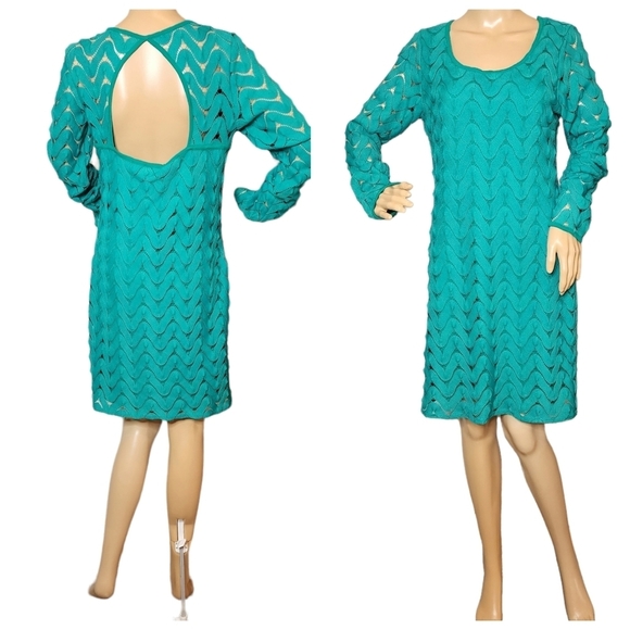 Free People Green Cochet Wild Thing Mini Sheath V Neck Retro - Picture 3 of 17